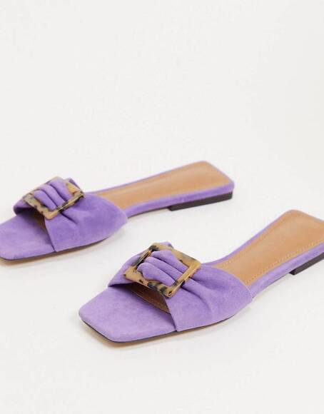 Who What Wear Margaruite Tortoise Buckle Purple Flat Sandals, Size 6 🔴 - Picture 1 of 4